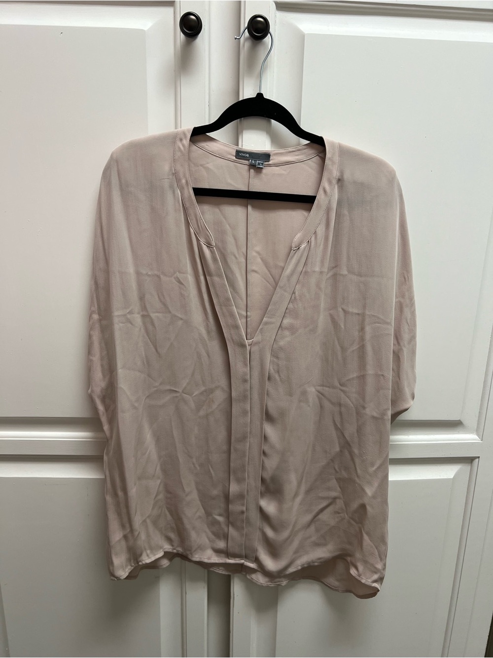 Vince Blush V-Neck Dolman Top. Pale pink Size L